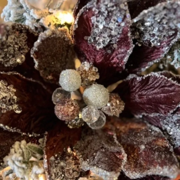 Elegant Copper Burgundy Glam Poinsettia Floral with Crystal Sequin Accents - Picture 4 of 6